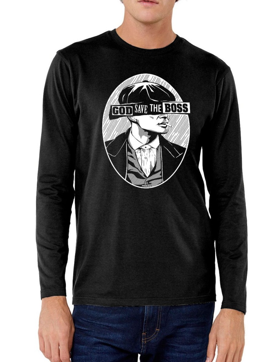 Friking God Save The Boss - 369 | Camisetas Manga Larga Hombre