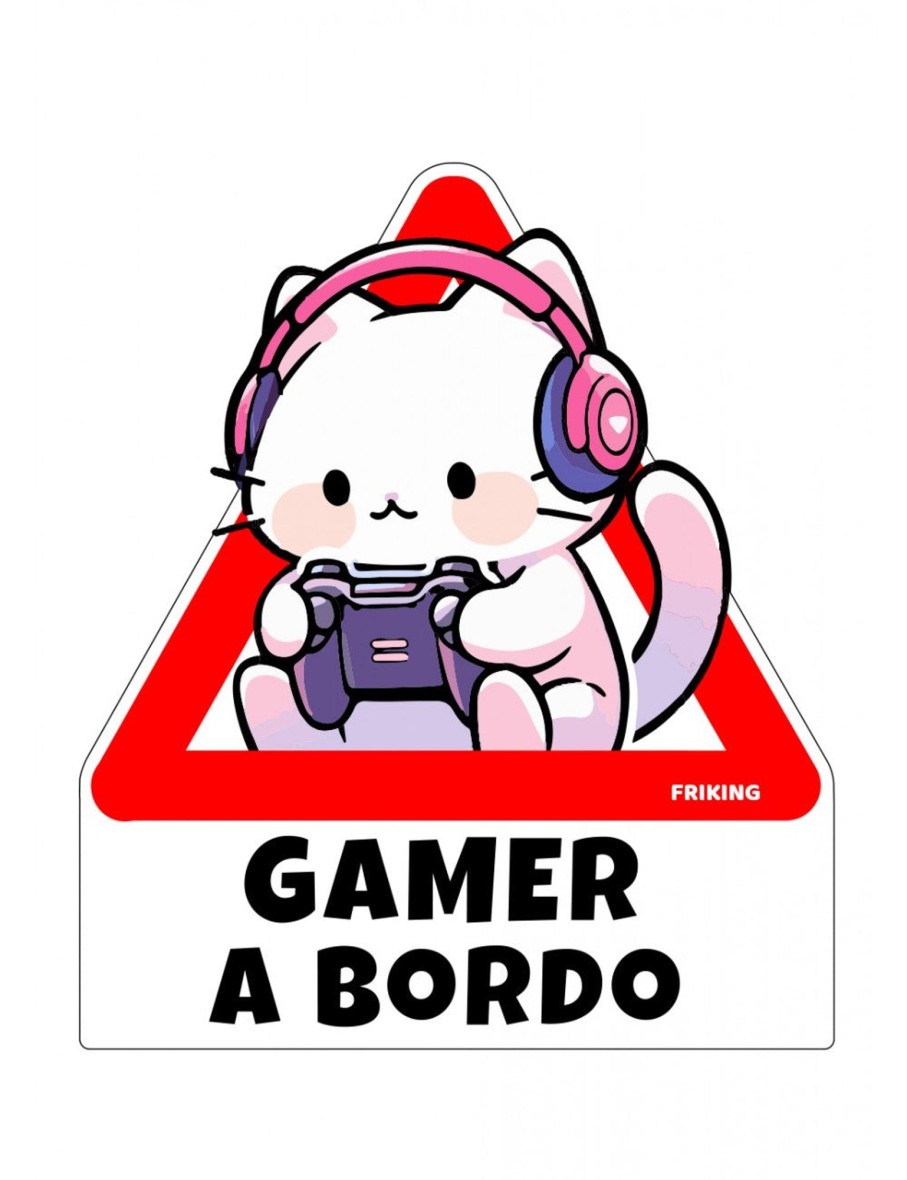 Friking Gato Gamer A Bordo | Vinilos De Coche