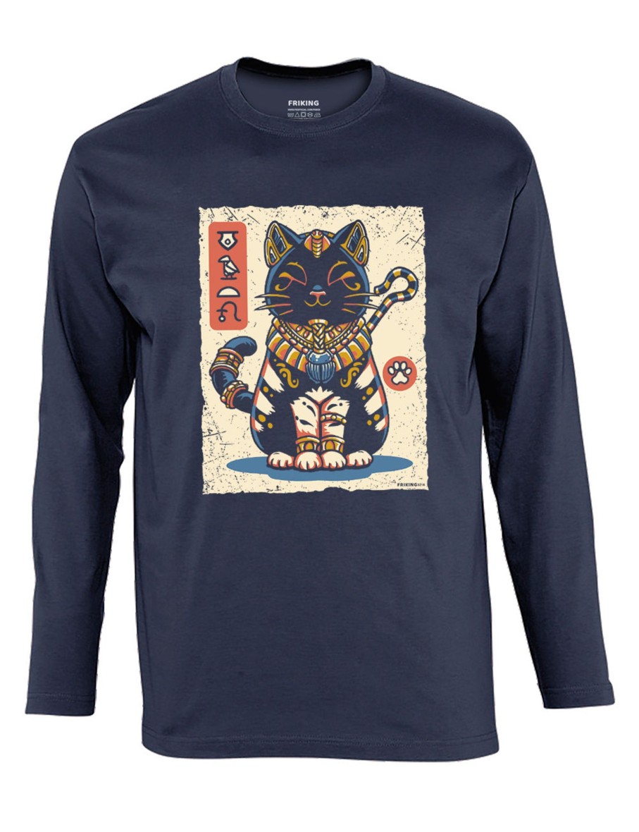 Friking Egyptian Cat - 321A | Camisetas Manga Larga Hombre