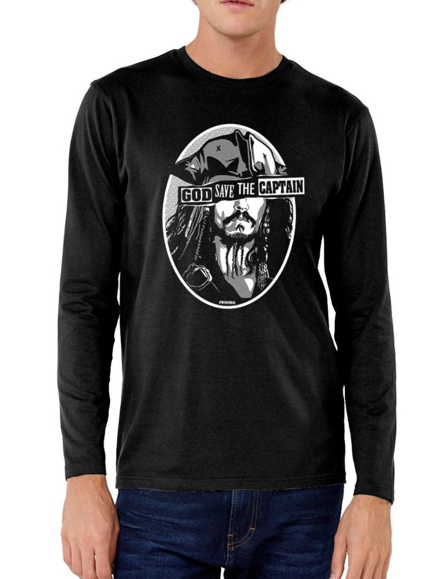 Friking God Save The Captain - 399 | Camisetas Manga Larga Hombre