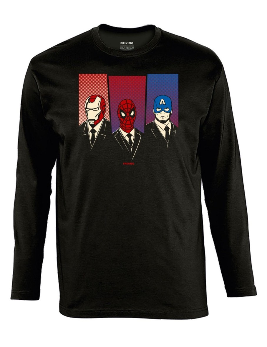 Friking Heroes In Suit - 286 | Camisetas Manga Larga Hombre