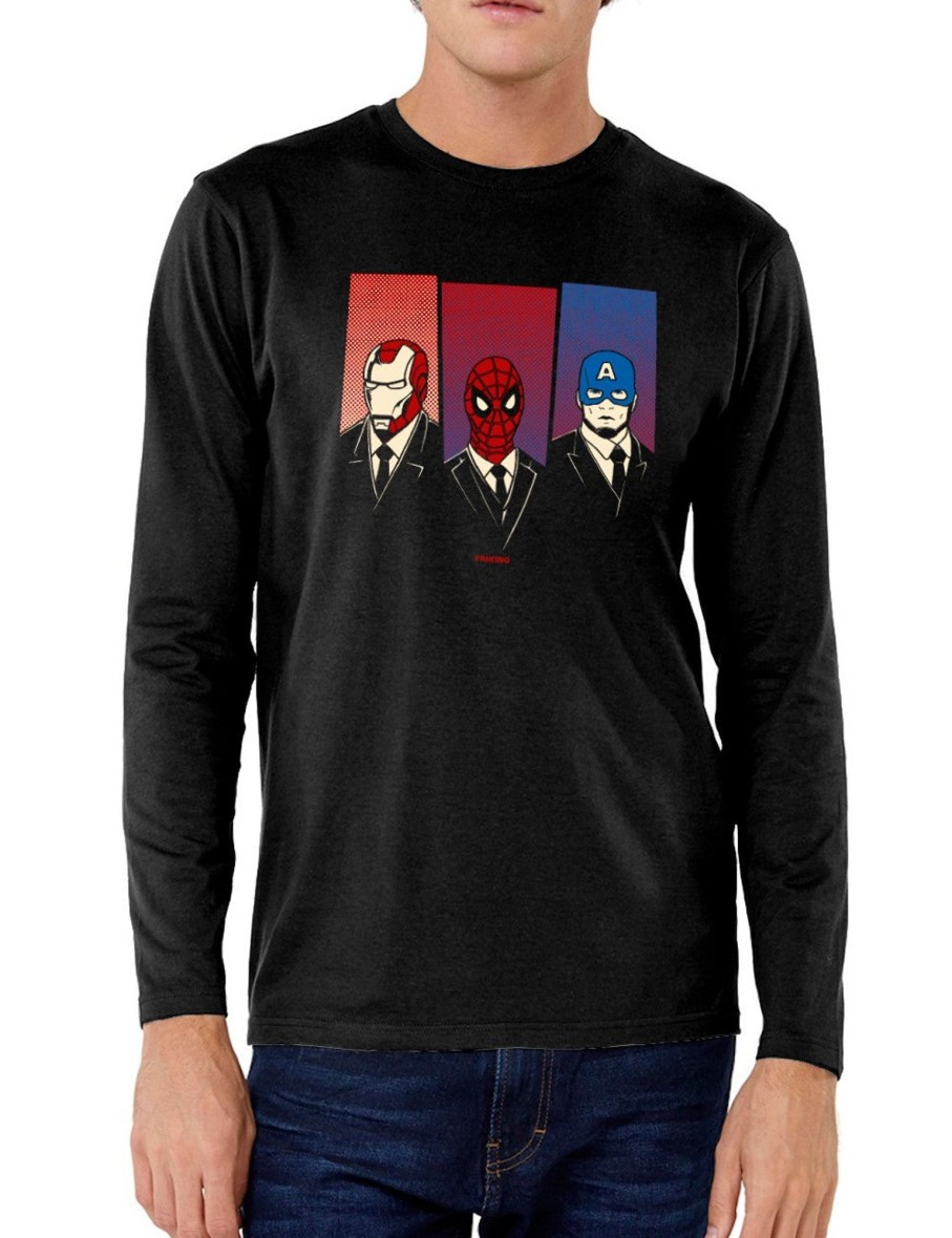 Friking Heroes In Suit - 286 | Camisetas Manga Larga Hombre