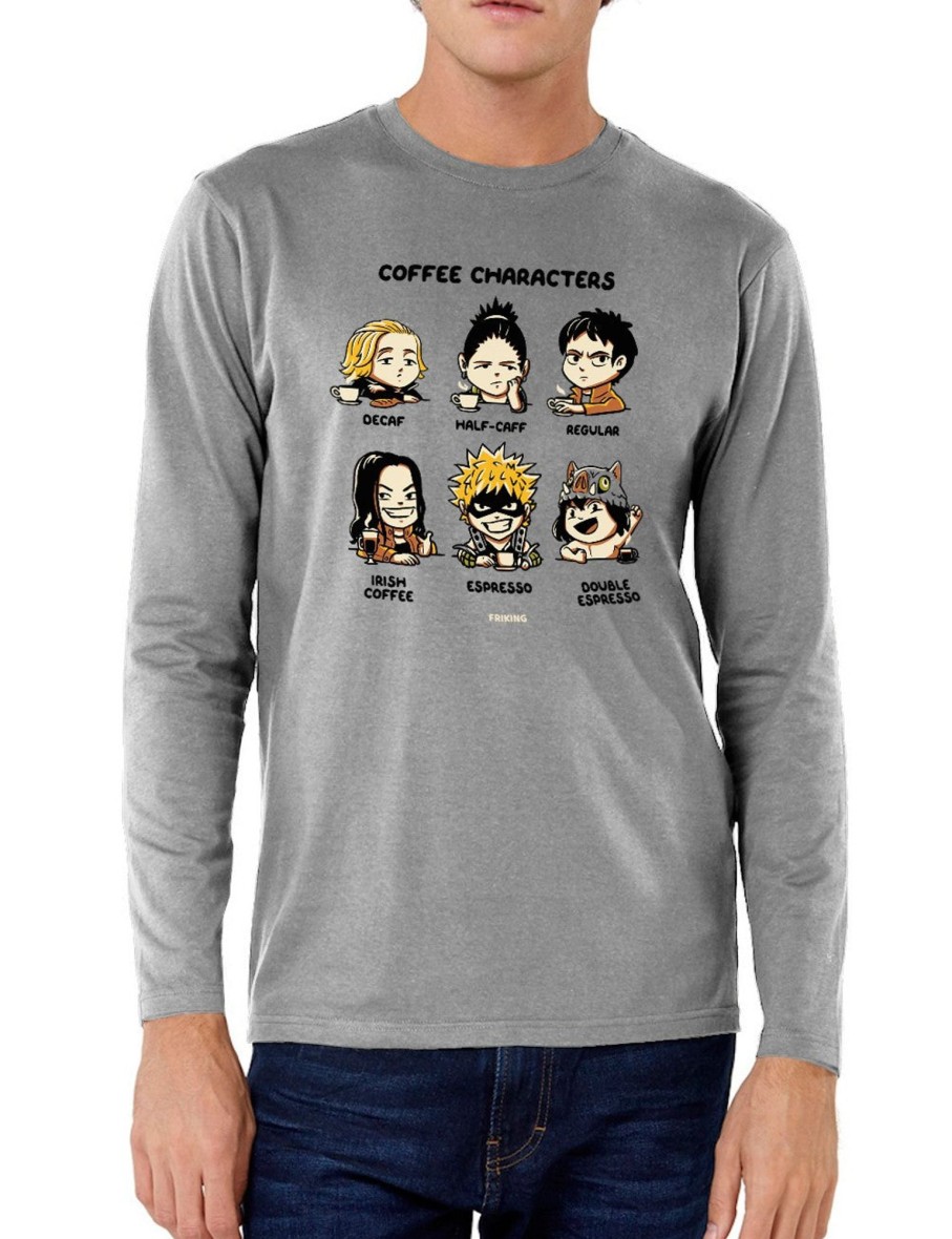 Friking Coffee Characters - 368 | Camisetas Manga Larga Hombre