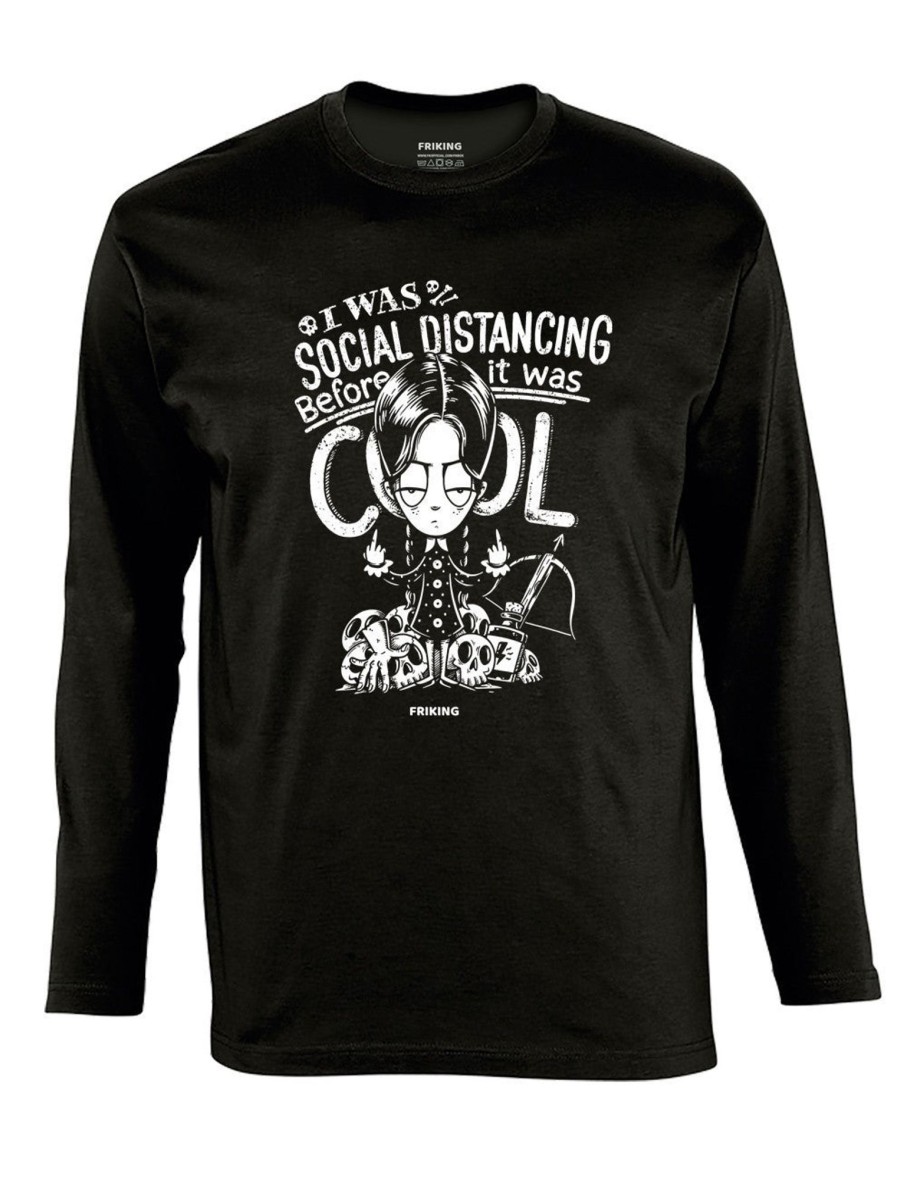 Friking I Was Social Distancing - 146 | Camisetas Manga Larga Hombre