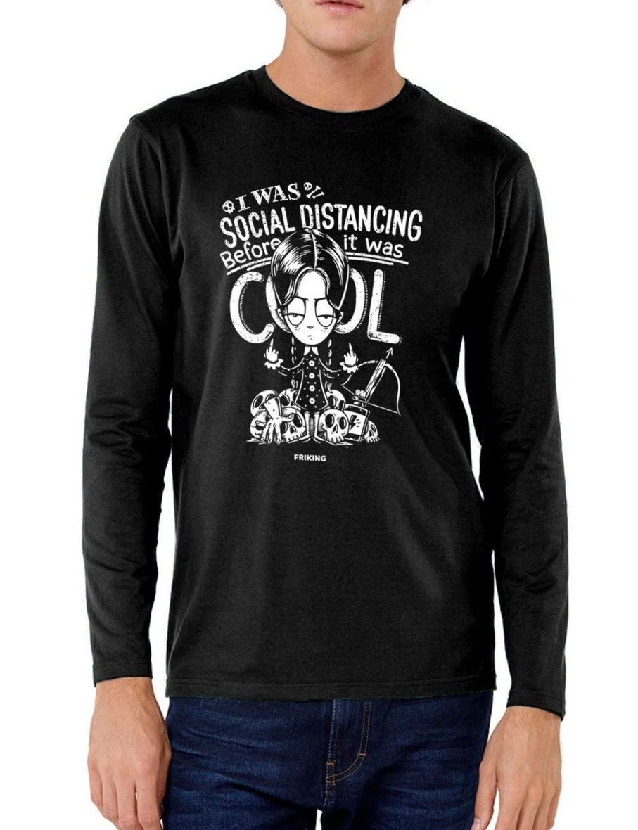 Friking I Was Social Distancing - 146 | Camisetas Manga Larga Hombre