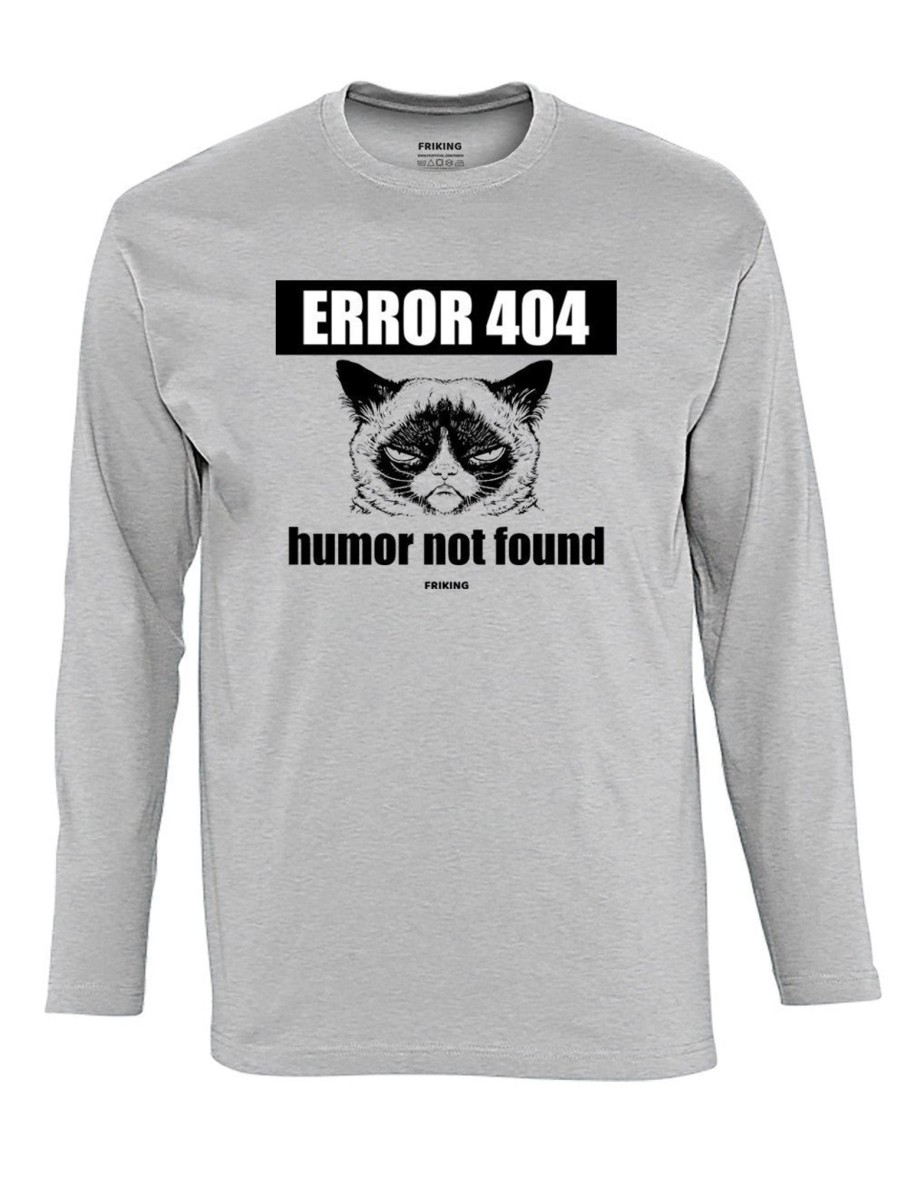 Friking Error 404 Humor Not Found - 82 | Camisetas Manga Larga Hombre