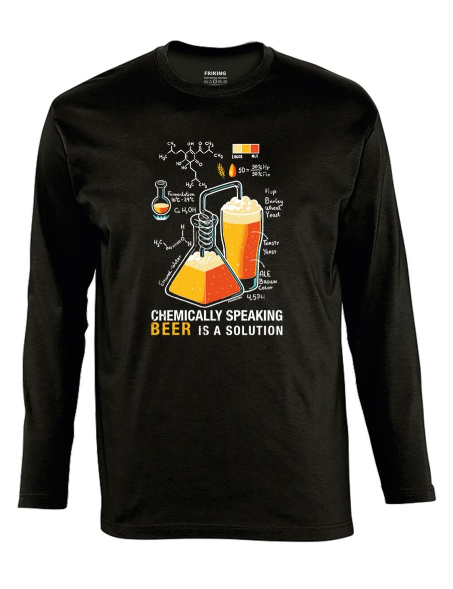 Friking Beer Is A Solution - 306A | Camisetas Manga Larga Hombre