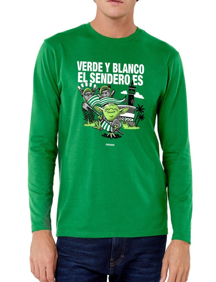 Friking Verde Y Blanco El Sendero Es - 153 | Camisetas Manga Larga Hombre